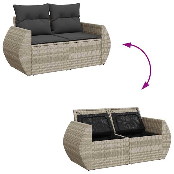 Grote foto vidaxl 6 delige loungeset met kussens poly rattan lichtgrijs tuin en terras tuinmeubelen