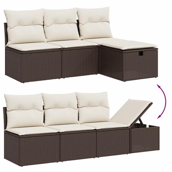 Grote foto vidaxl 7 delige loungeset met kussens poly rattan bruin tuin en terras tuinmeubelen