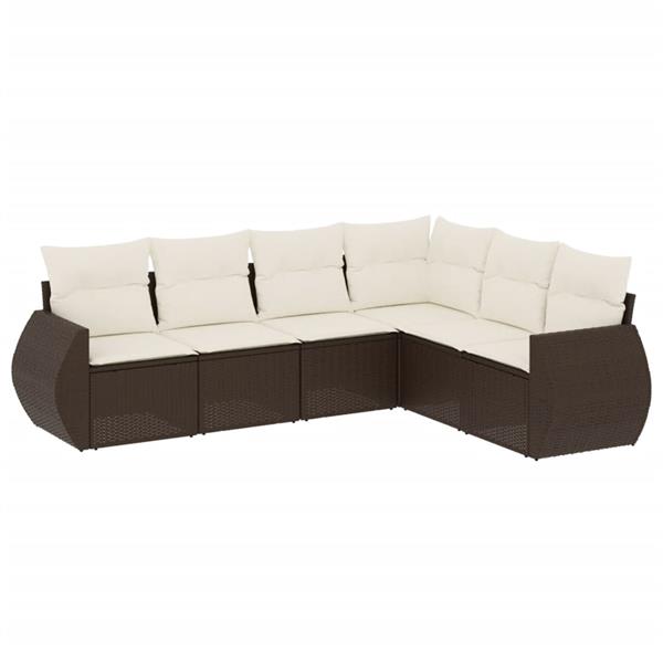 Grote foto vidaxl 6 delige loungeset met kussens poly rattan bruin tuin en terras tuinmeubelen