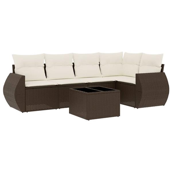 Grote foto vidaxl 6 delige loungeset met kussens poly rattan bruin tuin en terras tuinmeubelen