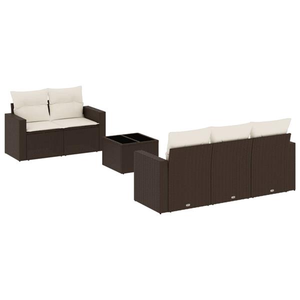 Grote foto vidaxl 6 delige loungeset met kussens poly rattan bruin tuin en terras tuinmeubelen