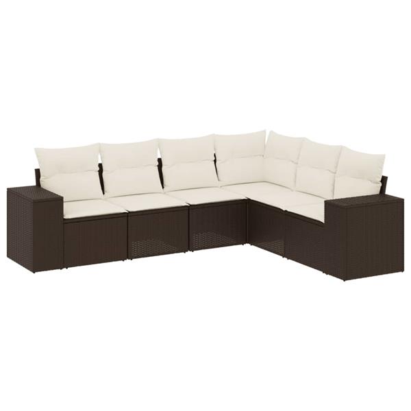 Grote foto vidaxl 6 delige loungeset met kussens poly rattan bruin tuin en terras tuinmeubelen