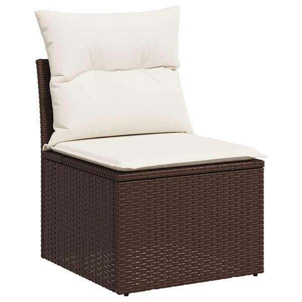 Grote foto vidaxl 7 delige loungeset met kussens poly rattan bruin tuin en terras tuinmeubelen