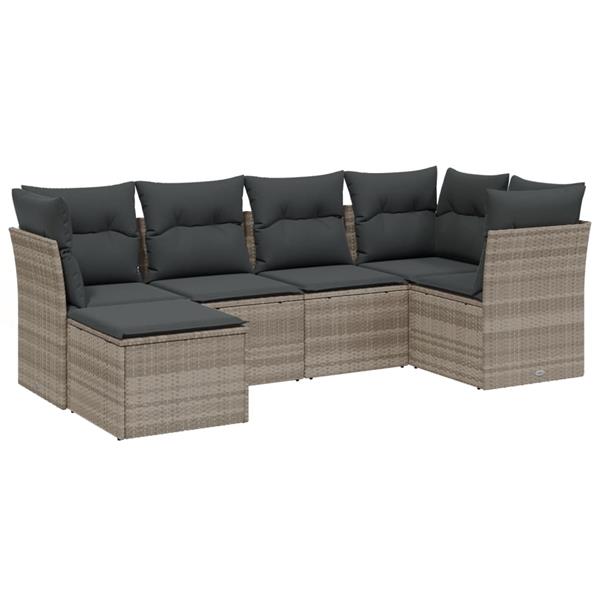 Grote foto vidaxl 6 delige loungeset met kussens poly rattan lichtgrijs tuin en terras tuinmeubelen