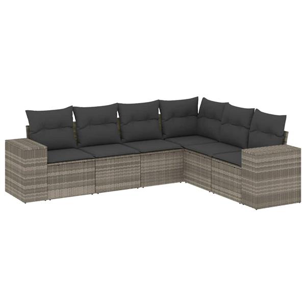 Grote foto vidaxl 6 delige loungeset met kussens poly rattan lichtgrijs tuin en terras tuinmeubelen