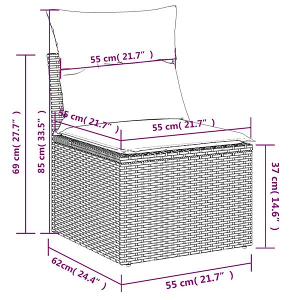 Grote foto vidaxl 6 delige loungeset met kussens poly rattan bruin tuin en terras tuinmeubelen