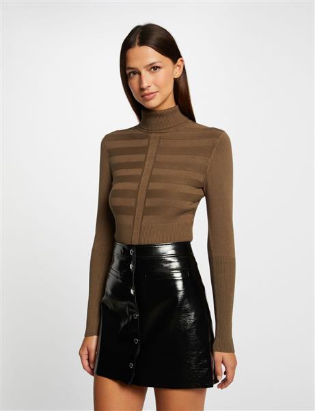 Grote foto trui met lange mouwen col wijn 132 mentos dark green kleding dames overige kledingstukken