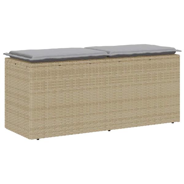 Grote foto vidaxl tuinbank met kussen 110x40x44 cm poly rattan beige tuin en terras tuinmeubelen