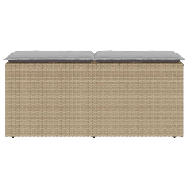 Grote foto vidaxl tuinbank met kussen 110x40x44 cm poly rattan beige tuin en terras tuinmeubelen