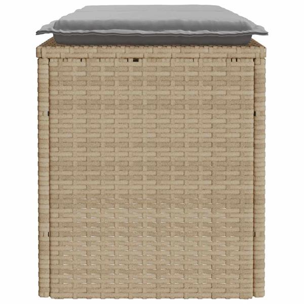 Grote foto vidaxl tuinbank met kussen 110x40x44 cm poly rattan beige tuin en terras tuinmeubelen