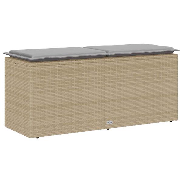 Grote foto vidaxl tuinbank met kussen 110x40x44 cm poly rattan beige tuin en terras tuinmeubelen