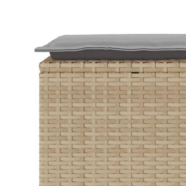 Grote foto vidaxl tuinbank met kussen 110x40x44 cm poly rattan beige tuin en terras tuinmeubelen