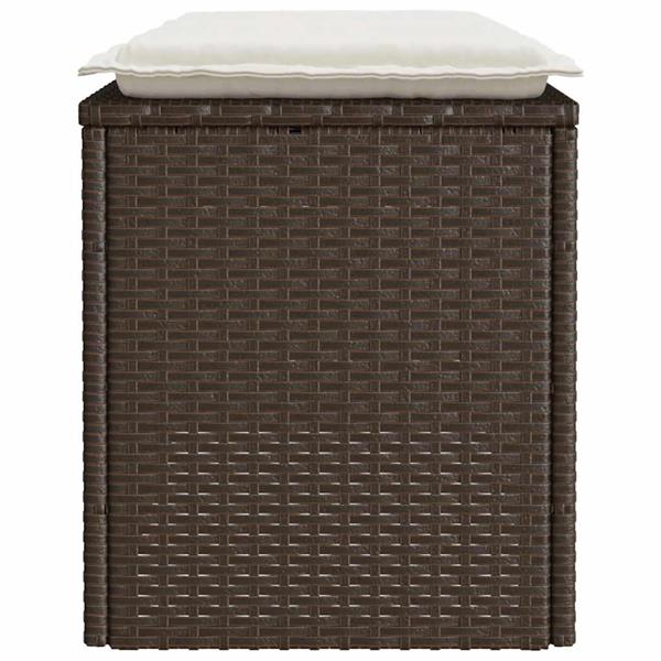 Grote foto vidaxl tuinbank met kussen 110x40x44 cm poly rattan bruin tuin en terras tuinmeubelen