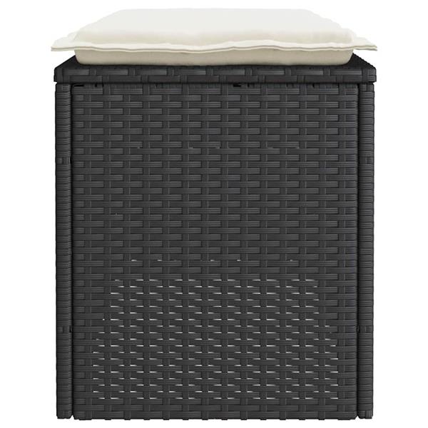 Grote foto vidaxl tuinbank met kussen 110x40x44 cm poly rattan zwart tuin en terras tuinmeubelen
