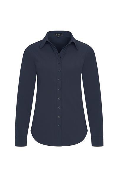 Grote foto travel blouse uni 60840 dark blue kleding dames blouses