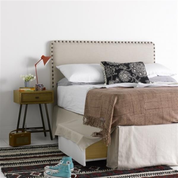 Grote foto op maat gemaakt wand hoofdbord model studio huis en inrichting slaapbanken