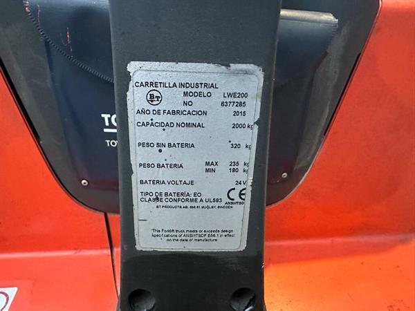 Grote foto vs 21942 elektrische palletwagen bt lepels 2000mm doe het zelf en verbouw hefwerktuigen
