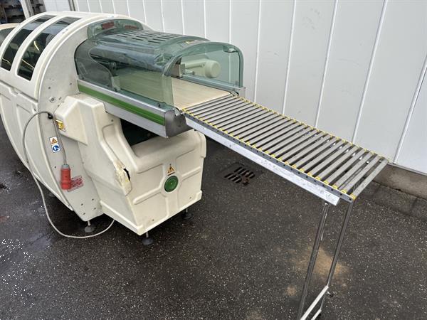 Grote foto waldyssa automac piu 55 strechfolie verpakkingsmachine met 2 meter transportband agrarisch tuinbouw