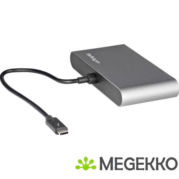 Grote foto startech.com tb3dkm2hdl notebook dock poortreplicator bedraad thunderbolt 3 grijs computers en software overige computers en software