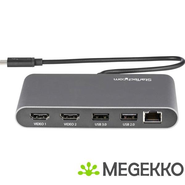 Grote foto startech.com tb3dkm2hdl notebook dock poortreplicator bedraad thunderbolt 3 grijs computers en software overige computers en software