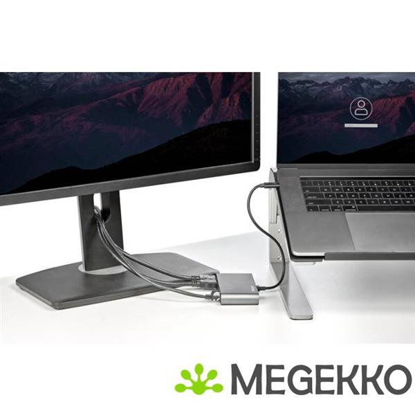 Grote foto startech.com tb3dkm2hdl notebook dock poortreplicator bedraad thunderbolt 3 grijs computers en software overige computers en software