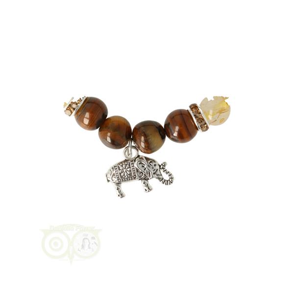 Grote foto armband tijgeroog rutielkwarts met olifant verzamelen overige verzamelingen