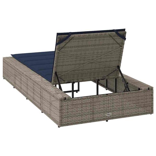 Grote foto vidaxl ligbed met zwevend kussen poly rattan grijs tuin en terras tuinmeubelen