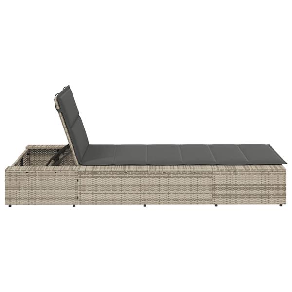 Grote foto vidaxl ligbed met zwevend kussen poly rattan lichtgrijs tuin en terras tuinmeubelen