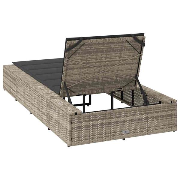 Grote foto vidaxl ligbed met zwevend kussen poly rattan lichtgrijs tuin en terras tuinmeubelen
