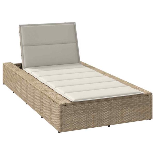 Grote foto vidaxl ligbed met zwevend kussen poly rattan beige tuin en terras tuinmeubelen