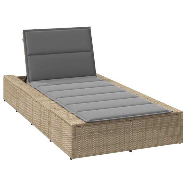 Grote foto vidaxl ligbed met zwevend kussen poly rattan beige tuin en terras tuinmeubelen