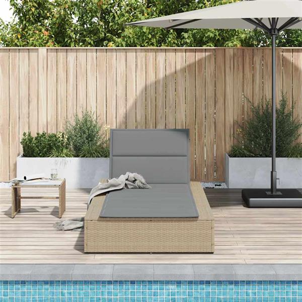 Grote foto vidaxl ligbed met zwevend kussen poly rattan beige tuin en terras tuinmeubelen