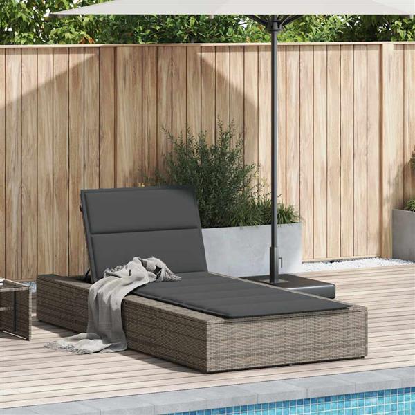 Grote foto vidaxl ligbed met zwevend kussen poly rattan grijs tuin en terras tuinmeubelen
