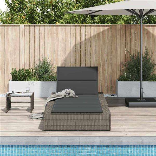 Grote foto vidaxl ligbed met zwevend kussen poly rattan grijs tuin en terras tuinmeubelen