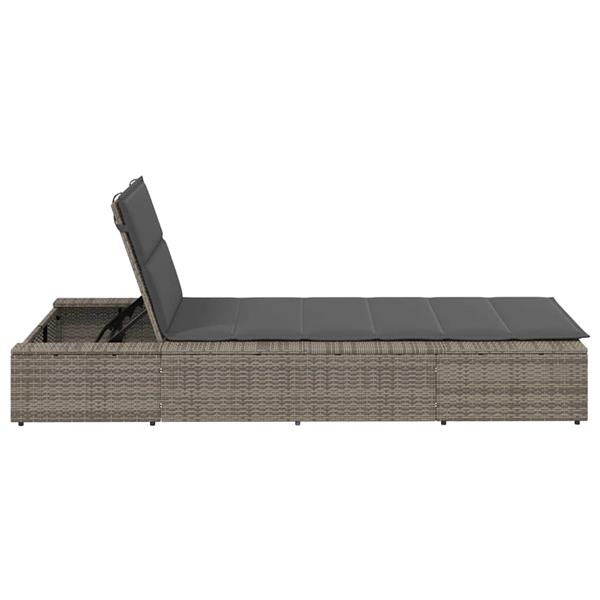 Grote foto vidaxl ligbed met zwevend kussen poly rattan grijs tuin en terras tuinmeubelen