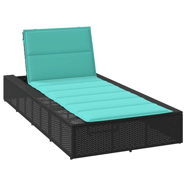 Grote foto vidaxl ligbed met zwevend kussen poly rattan zwart tuin en terras tuinmeubelen