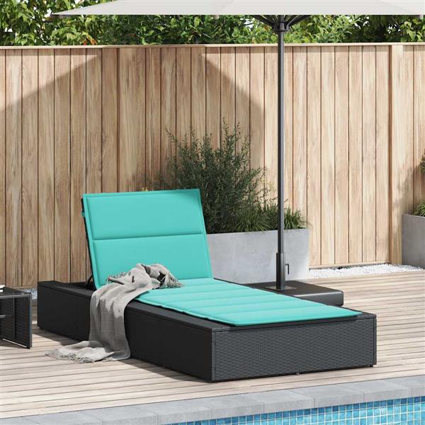 Grote foto vidaxl ligbed met zwevend kussen poly rattan zwart tuin en terras tuinmeubelen