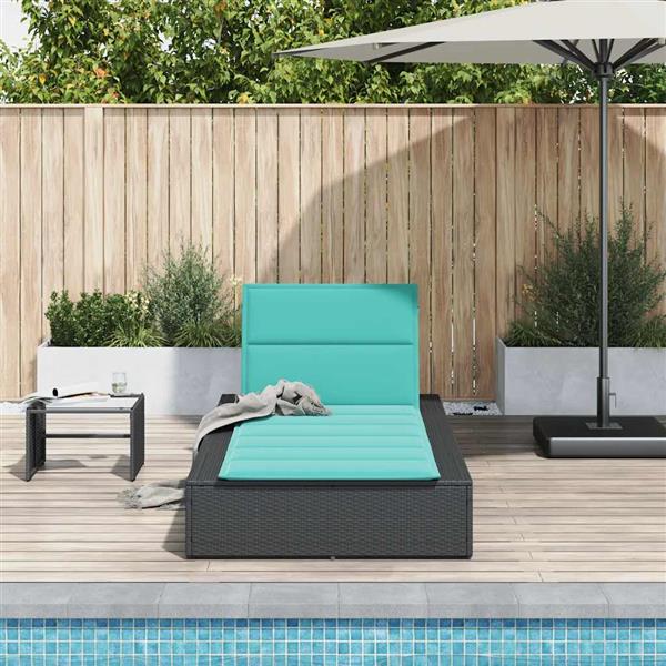 Grote foto vidaxl ligbed met zwevend kussen poly rattan zwart tuin en terras tuinmeubelen