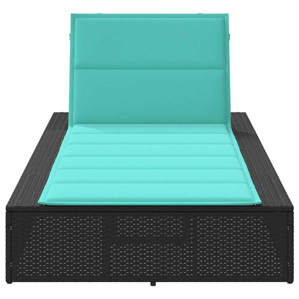 Grote foto vidaxl ligbed met zwevend kussen poly rattan zwart tuin en terras tuinmeubelen