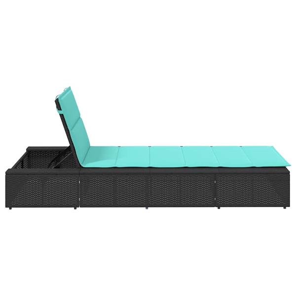 Grote foto vidaxl ligbed met zwevend kussen poly rattan zwart tuin en terras tuinmeubelen
