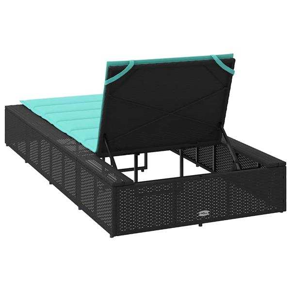 Grote foto vidaxl ligbed met zwevend kussen poly rattan zwart tuin en terras tuinmeubelen