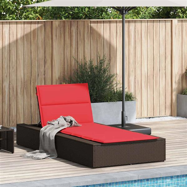 Grote foto vidaxl ligbed met zwevend kussen poly rattan bruin tuin en terras tuinmeubelen