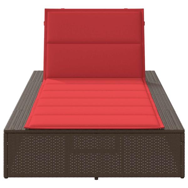 Grote foto vidaxl ligbed met zwevend kussen poly rattan bruin tuin en terras tuinmeubelen