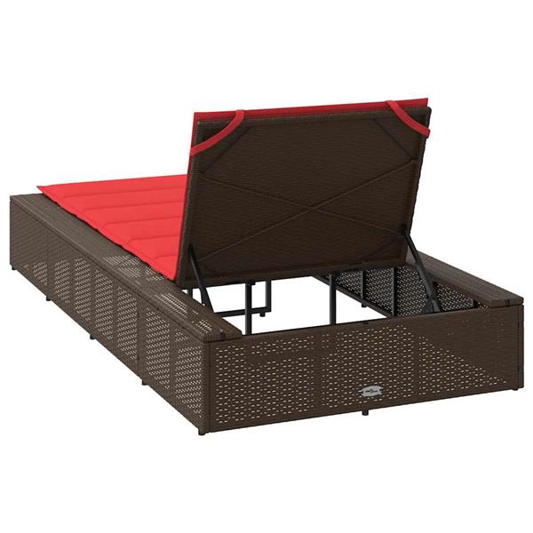 Grote foto vidaxl ligbed met zwevend kussen poly rattan bruin tuin en terras tuinmeubelen