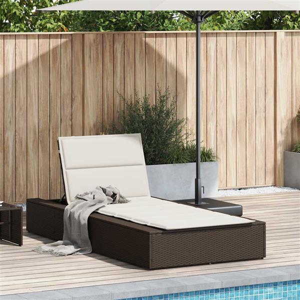 Grote foto vidaxl ligbed met zwevend kussen poly rattan bruin tuin en terras tuinmeubelen