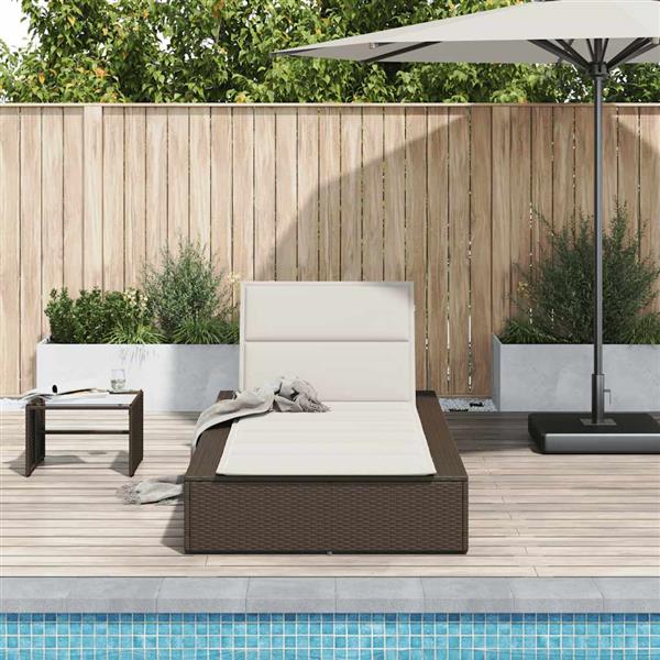 Grote foto vidaxl ligbed met zwevend kussen poly rattan bruin tuin en terras tuinmeubelen