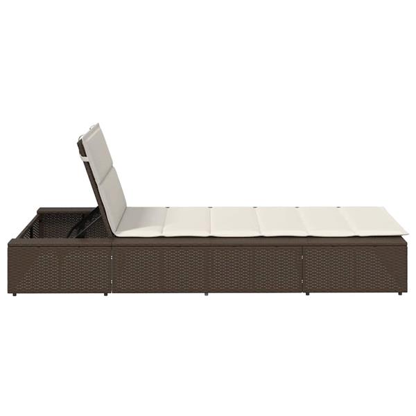 Grote foto vidaxl ligbed met zwevend kussen poly rattan bruin tuin en terras tuinmeubelen