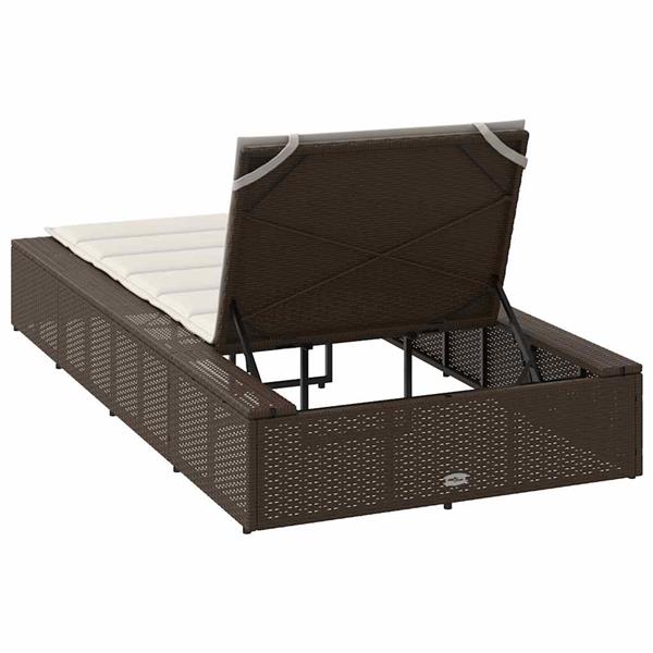 Grote foto vidaxl ligbed met zwevend kussen poly rattan bruin tuin en terras tuinmeubelen