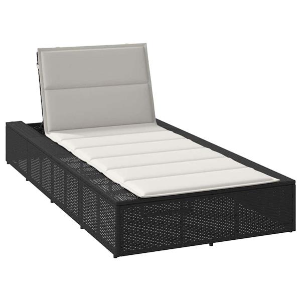 Grote foto vidaxl ligbed met zwevend kussen poly rattan zwart tuin en terras tuinmeubelen