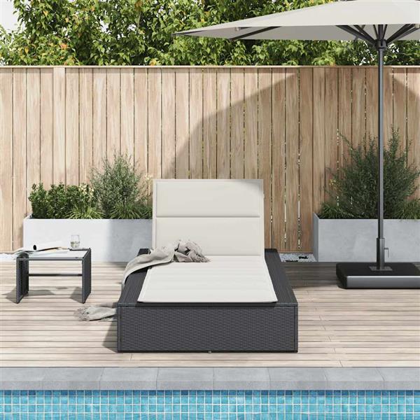 Grote foto vidaxl ligbed met zwevend kussen poly rattan zwart tuin en terras tuinmeubelen